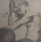 Lassive Bitume de judée et mine de plomb sur toile de Lin brut Format 50cm x 50 cm